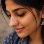 Load image into Gallery viewer, Three stone Silver Nose Ring