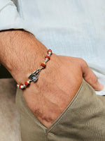 Load image into Gallery viewer, Sterling Silver Trishul Rudraksha Bracelet