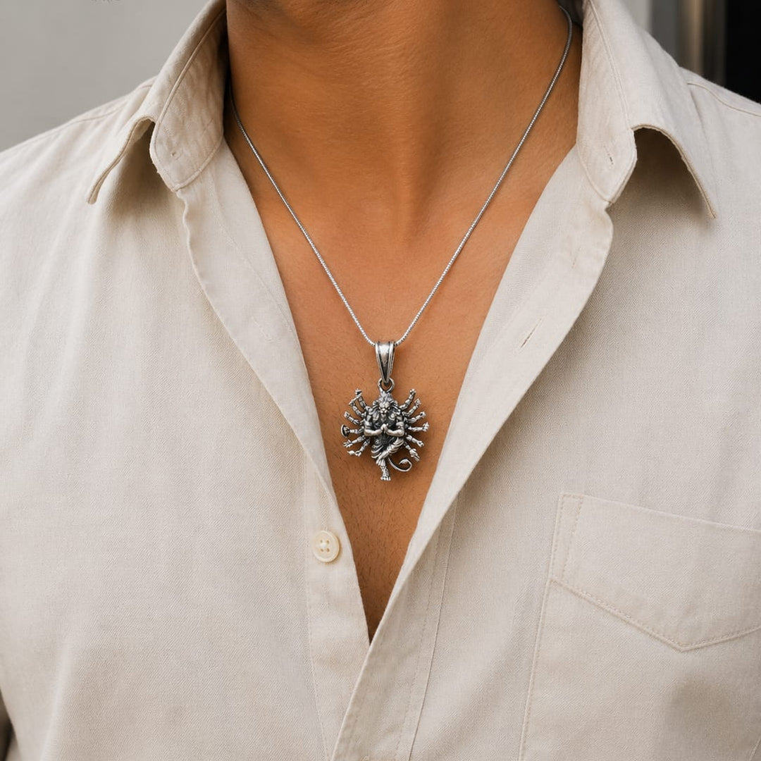 925 Silver Narsimha Bhagwan Pendant | Divine Lord Narsimha Pendant for Protection & Strength