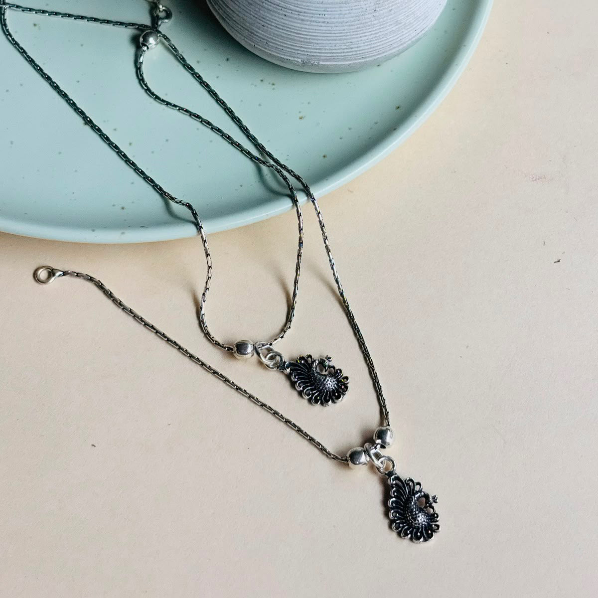 Peacock anklet