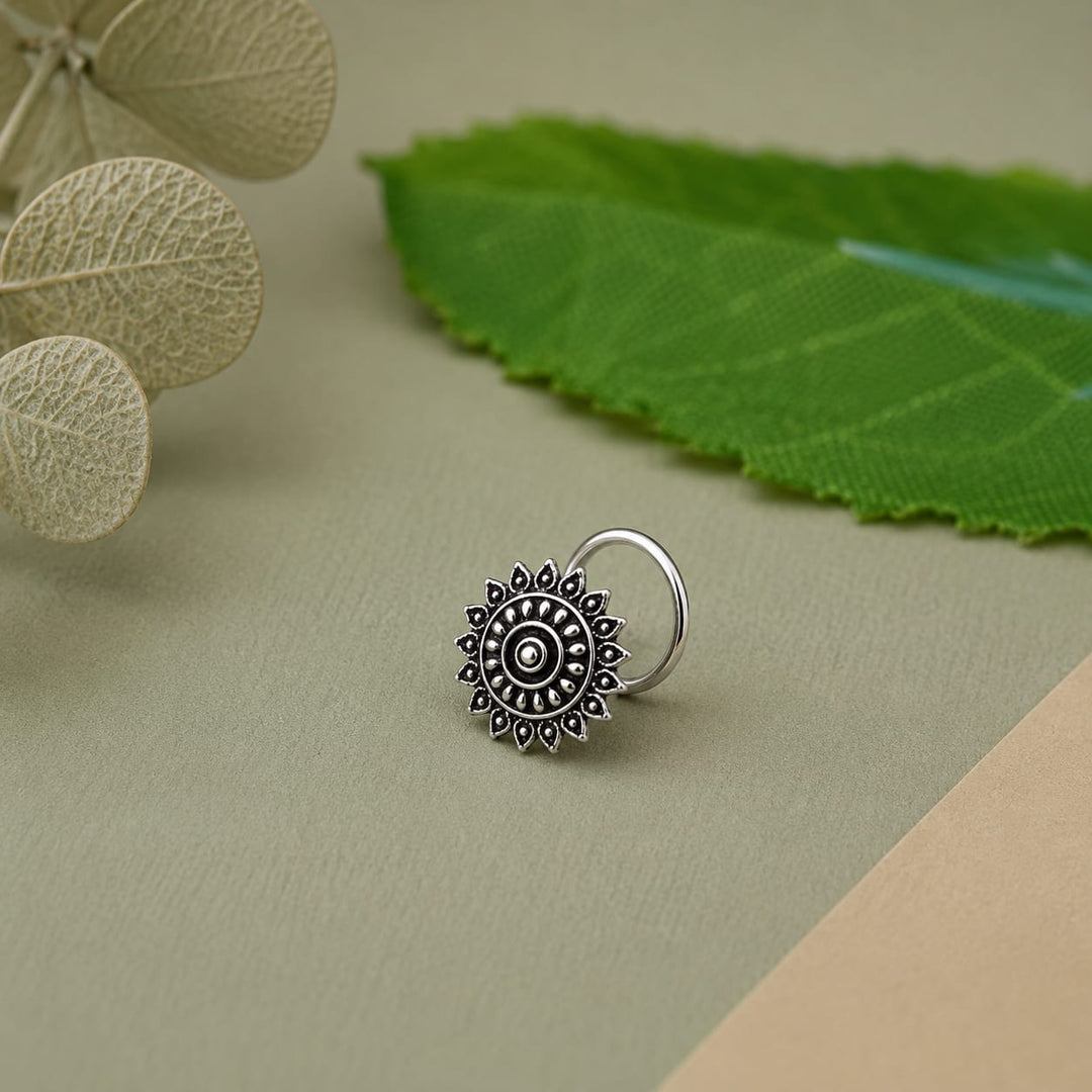 Ethnic Oxidised 925 Silver Nose Pin