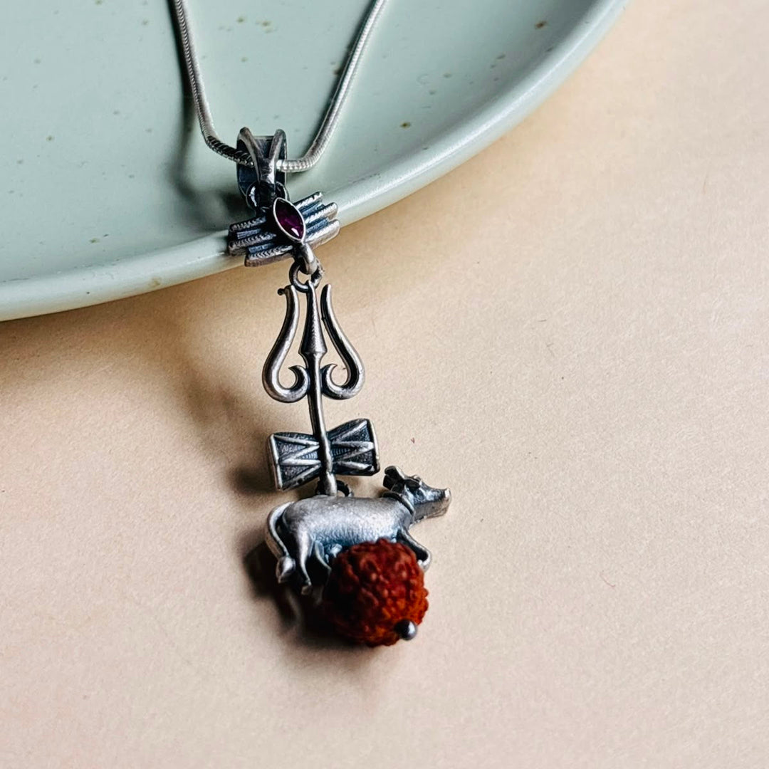 Shiv Rudrakash silver pendant