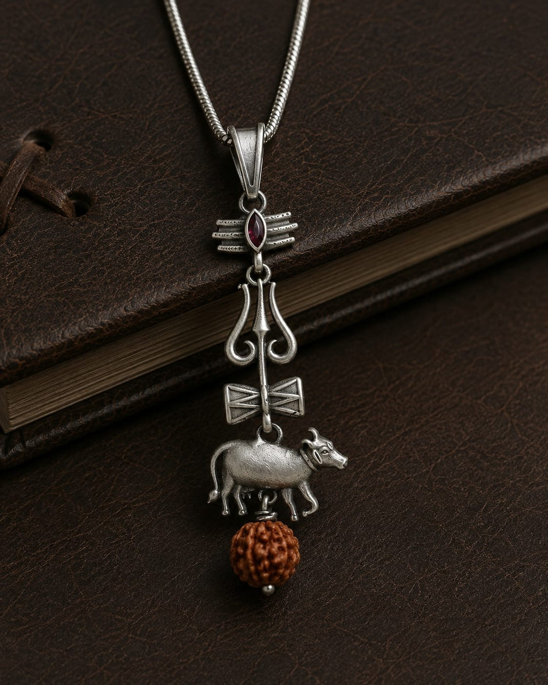 Shiv Rudrakash silver pendant
