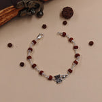 Load image into Gallery viewer, Sterling Silver Trishul Rudraksha Bracelet 
