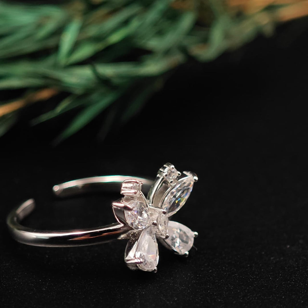 Crystal butterfly ring