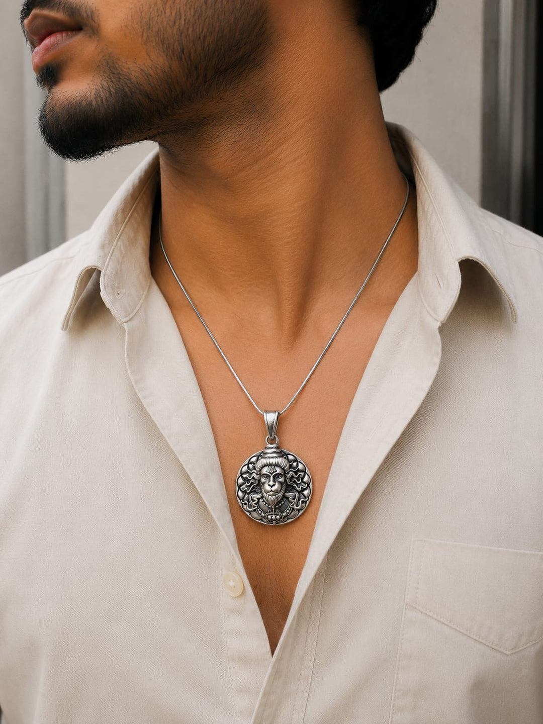 lord hanuman silver pendent