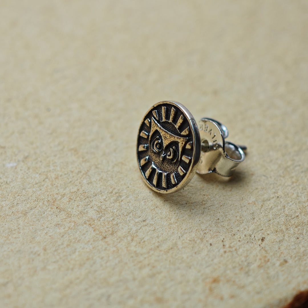 Oxidised Owl Stud Earring